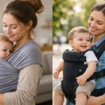 Tragetuch vs Babytrage bei Bindung und Alltag